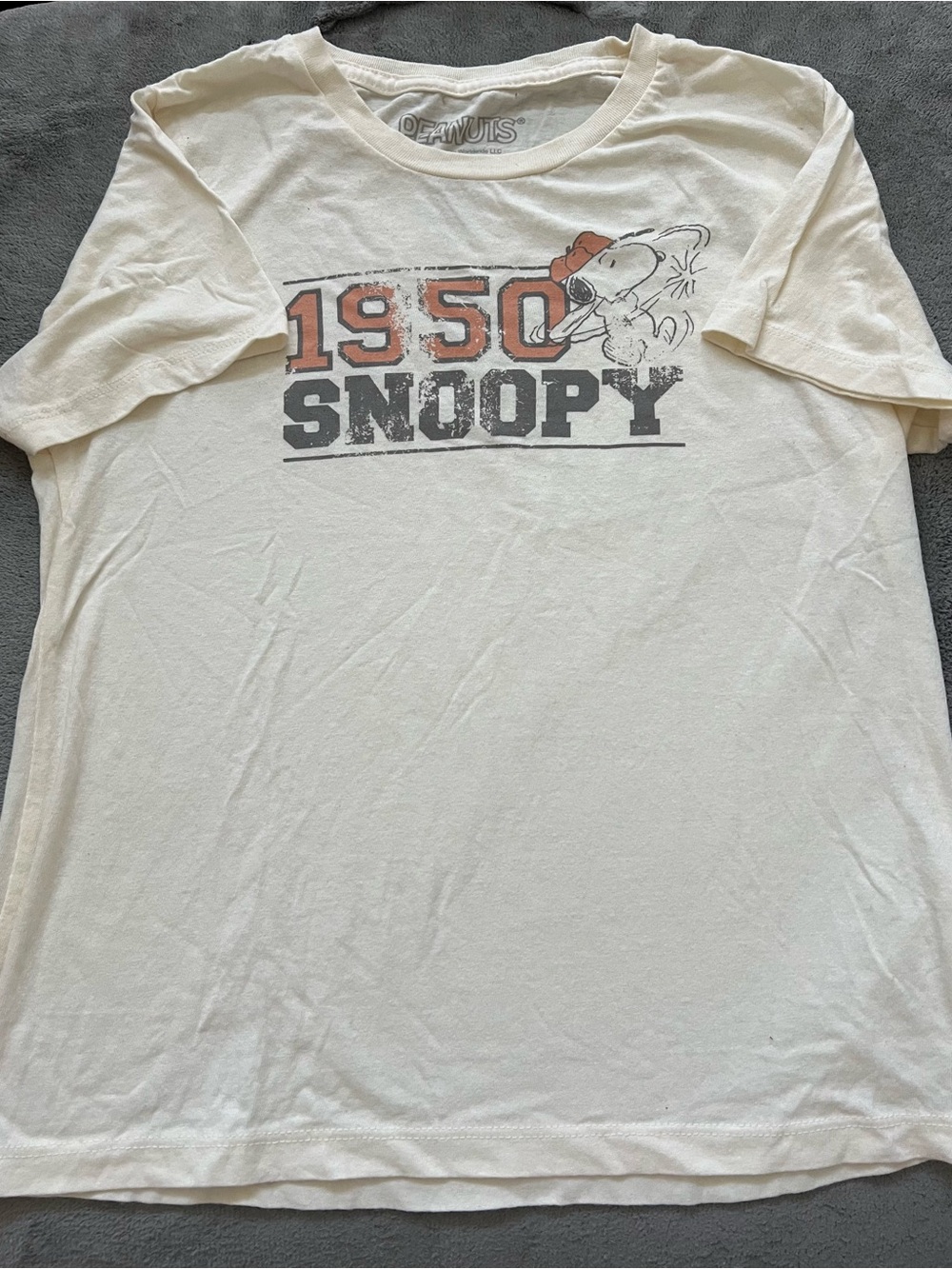 Peanuts Cream Graphic Tee with Orange and Black Print